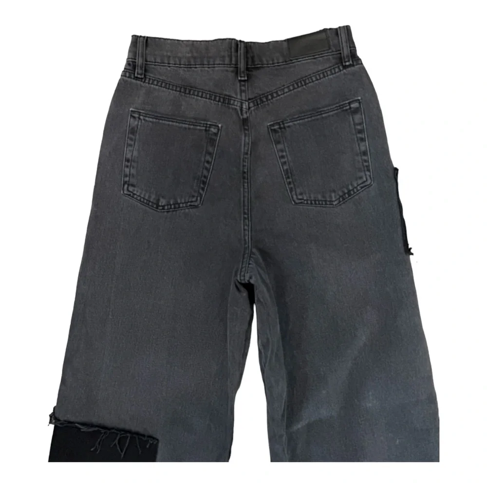 BDG Size 25W 32L Wide Leg Puddle 100% Cotton High Rise Black Patchwork Jeans - Picture 5 of 14